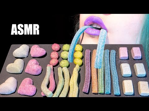 ASMR: SOUR SUGARY MARSHMALLOWS, SPIDER LEGS & CHEWS | Sour Fizzy Candy 🍭 ~ Relaxing [No Talking|V] 😻