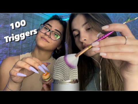 Asmr 100 triggers with my friend in 1 minute