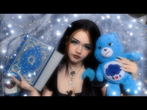 my first asmr video on this channel // paint sounds,book tapping,everything is blue