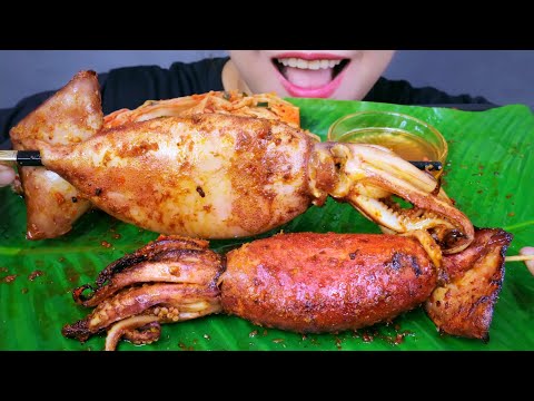 ASMR MỰC NƯỚNG SA TẾ - satay grilled squid EATING SOUNDS | LINH-ASMR