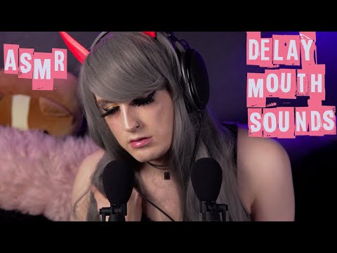 ASMR Devil Delayed Mouth Sounds  - Lip Smacking, Tongue Flutters, and Kisses - Stereo (No Talking)