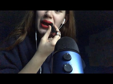 ASMR Lipstick Application (mouth sounds, some tapping, etc.)