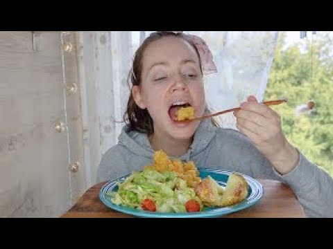 ASMR Whisper Eating Sounds | Baked Potatoe, Mashed Rotabaga & Garlic Salad