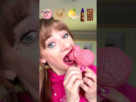 ASMR Emoji Eating Pink Choco, Pomelo, Sour Candy Mukbang #shorts