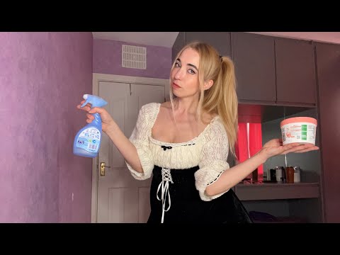 ASMR Maid cleans for you and gives you a relaxing massage