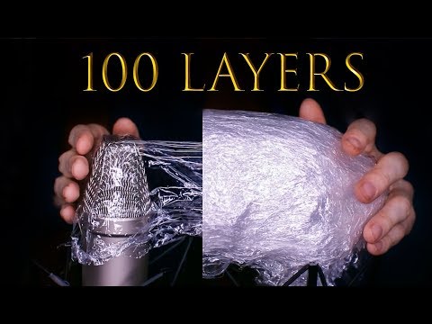 ASMR WORLD RECORD - 100 layers of plastic wrap on mics