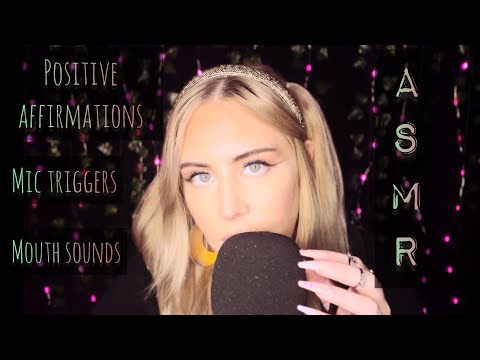 ASMR ✨ Mic triggers(scratching, brushing +) with positive affirmations 🤍 #asmrpositiveaffirmations