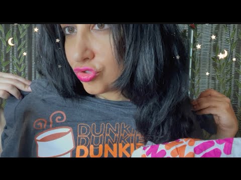 🍩 Dunkin’ Donuts Merch Haul/ Tapping/ Scratching/ Crinkles/ Chewing/ Whisper Ramble/ ASMR