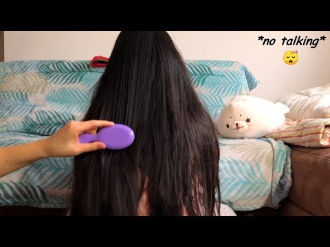 ASMR *HAIR PLAY* (No Talking) Hair Brushing/ Combing, Scalp Scratch, Neck Massage + WHITE NOISE 💆🏻