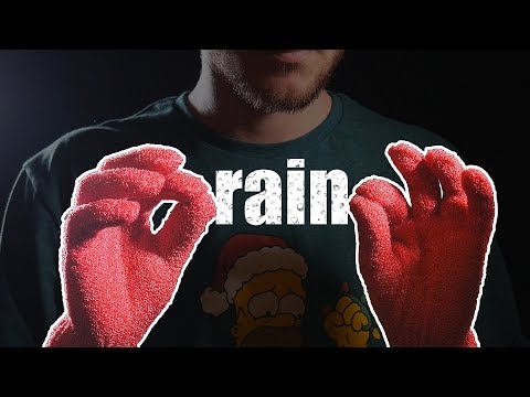 Rainy crunchy gloves ASMR - bit of whispering -
