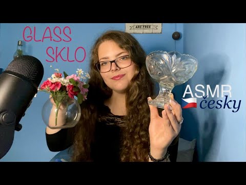 ASMR CZ Skleněné předměty a povídání | Textured Glass Tapping & Scratching 🌸