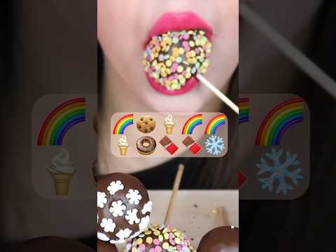 asmr RAINBOW CAKE POP PARTY, ICE CREAM BARS 🌈🍪🍦🍩🍫 eating sounds