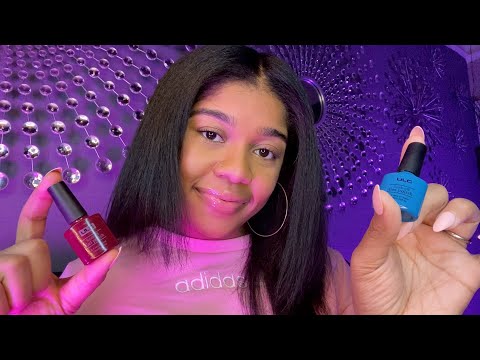 ASMR- soft girl does your nails! 💓🌸✨ (PERSONAL ATTENTION, VISUAL TRIGGERS, MOUTH SOUNDS)
