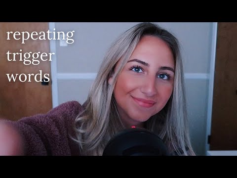ASMR Repeating Trigger Words For Sleep  ☁️ 💤   (Relaxing hand movements, face brushing + more!)