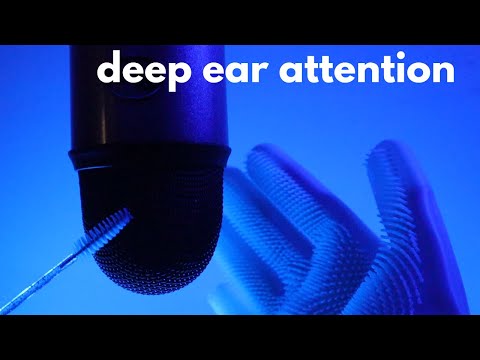 ASMR | Deep Ear Attention - Cups, Silicone Gloves, Spoolie, Mic Scratching Mic Brushing - No Talking