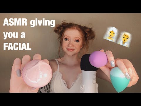 asmr ~ giving you a spa facial ~ face touching ~ personal attention ~ soft super sponge application