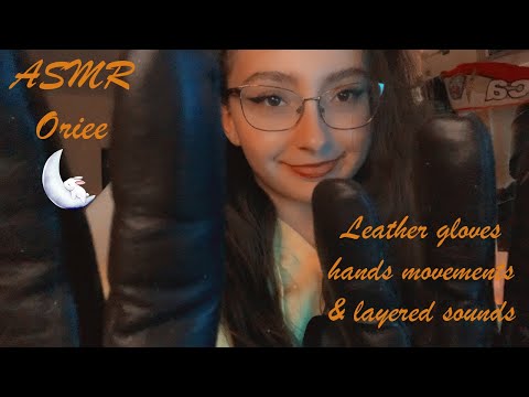 ASMR |  Leather gloves hand movements with layered sounds 🧤