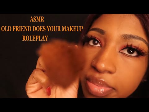 ASMR - Old Friend Does Your Makeup Roleplay (Inaudible Whispers|Personal Attention|Gum|Tapping+