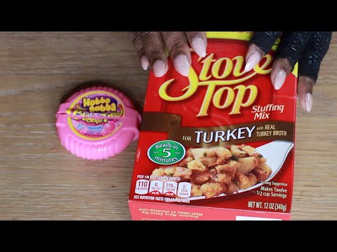 STOVE TOP STUFFING BOX TAPPING ASMR CHEWING GUM HUBBA BUBBA
