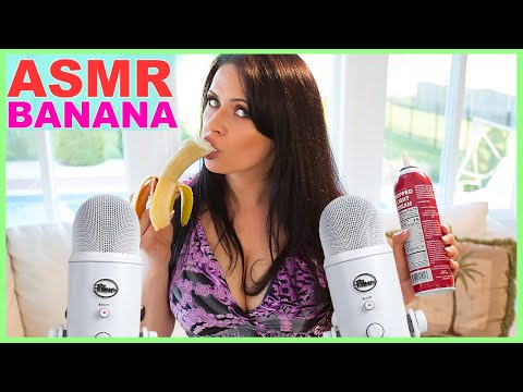 ASMR Eating Bananas and Whip Cream