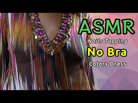 ASMR No Bra - Dress without bras try on haul transparent Dress  (Nails Tapping)