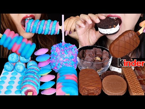 ASMR GIANT COTTON CANDY MARSHMALLOW POP, CRYSTAL SUGAR JELLY CONES, MINI OREO COOKIE KINDER CEREAL먹방