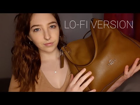 ASMR what's in my bag? | lo-fi whispers, tapping, scratching & leather sounds | Coach handbag 👜