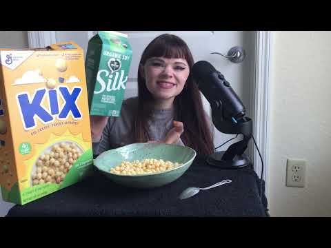 ASMR KIX CEREAL 🥣🌽🥄🥛 (SOFT CRUNCHY EATING SOUNDS) whispers soy milk | Satisfying Sunny Sounds