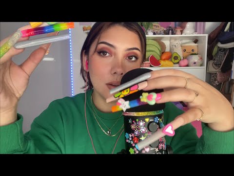 ASMR mic scratching with EXTRA long nails & DIFFERENT mic covers! 💚 | Whispered