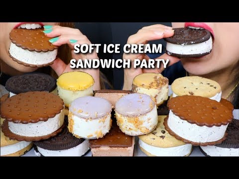 ASMR SOFT ICE CREAM COOKIE SANDWICH PARTY 아이스크림 리얼사운드 먹방 アイスクリーム 冰淇淋 Kem cây | Kim&Liz ASMR