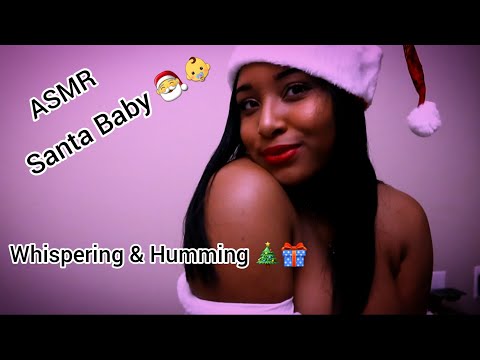 [ASMR] Whispering & Humming Santa Baby while chewing gum |Fuzzy Mic 🎅🏻👶🎄❤