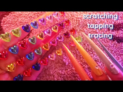 ASMR Bristle Scratching, Fabric Scratching, Tracing, Tapping with Long Nails - Some Whispering