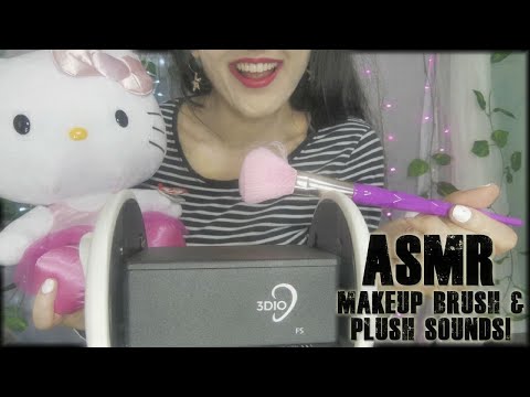 ASMR  Makeup Brush On Microphone, Plushie💖 Whispering 3DIO BINAURAL ✨✨✨💖for  tingles 💖🖌️😘