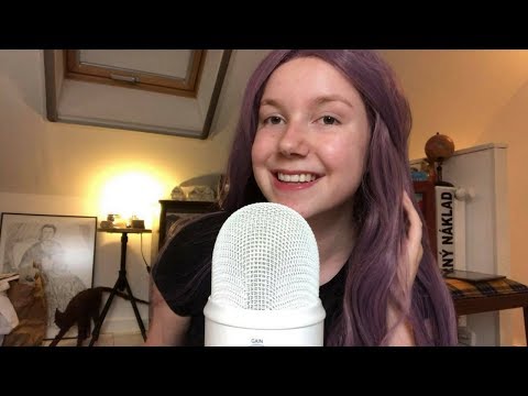ASMR trying on a purple wig