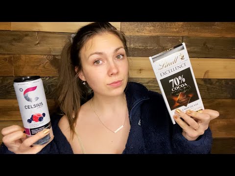 ASMR- TINGLY CLOSE WHISPER + TAPPING🤤 (my fav foods haul😋)