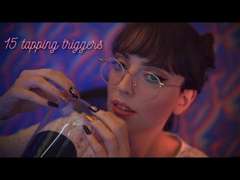ASMR // 15 tapping triggers in 15 minutes with timestamps