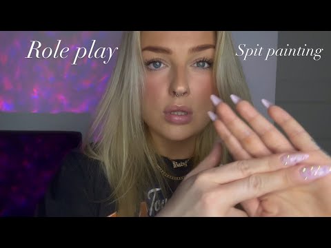 Role play ASMR- Sassy mean girl spit paints your dirty face! Gum chewing sounds/mouth sounds