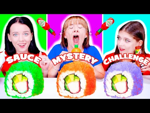 ASMR Mystery Sauce Mukbang Food Challenge | Sweet, Spicy, Food