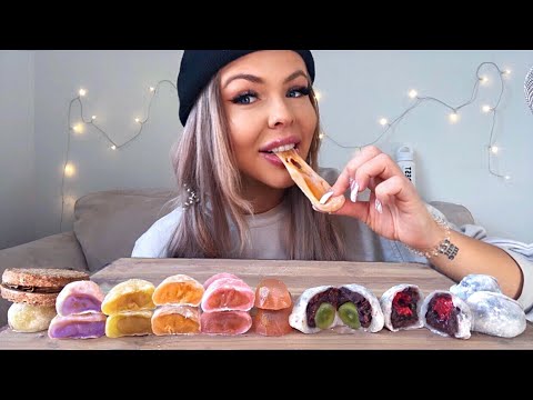 ASMR FRUITS RICE CAKE, RASPBERRY DAIFUKU MOCHI, PEACH MANGO MOCHI RICE CAKE, DACQUOISE HAZELNUT 먹방