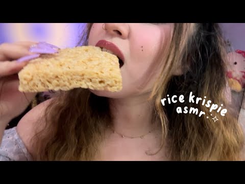 rice krispie asmr ˙⟡ eating sounds, plastic, tapping, & whispering