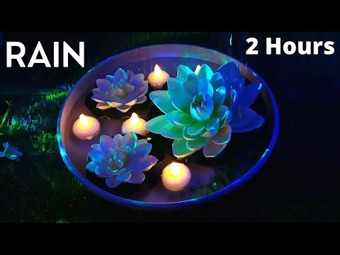 ASMR Rain and Thunder Sounds for Sleep, Study, Headache Relief - Water Lilies, Candles, Zen Ambience