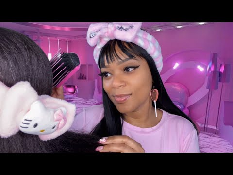 ASMR | 💕Girl Who Is Secretly OBSESSED With You Does Your Skincare + Haircare At Sleepover
