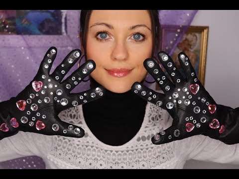 [ASMR] Rhinestones on Leather Gloves ~ Tapping ~ Scratching ~ No Talking