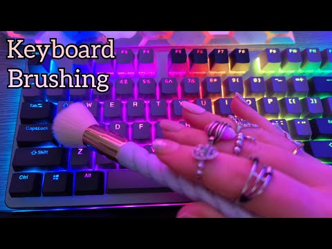 ASMR Cleaning the Track ~ So MEZMERIZING (Swiping a Makeup Brush Across a Keyboard from Mochi Races)