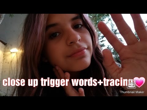 Asmr◇(lo fi)close up trigger words+face tracing oustside◇
