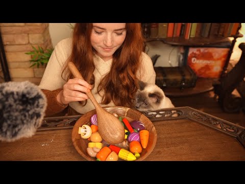 ASMR Tingly Wooden Soup (chopping, simmering, stirring sounds)