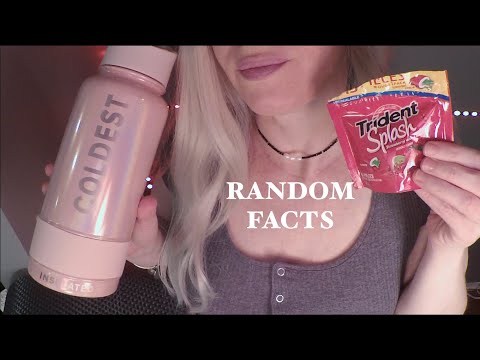 ASMR Gum Chewing Random Facts with Water Drinking | Tingly Whisper