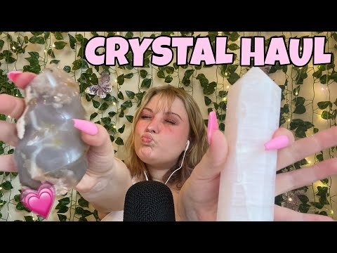 ASMR chaotic fairly large crystal haul! tapping, scratching, and all other good crystal sounds ✨💗