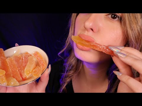ASMR Close Up Papaya Spears ✨ Eating in a weird way 🍡 Sticky mouth sounds