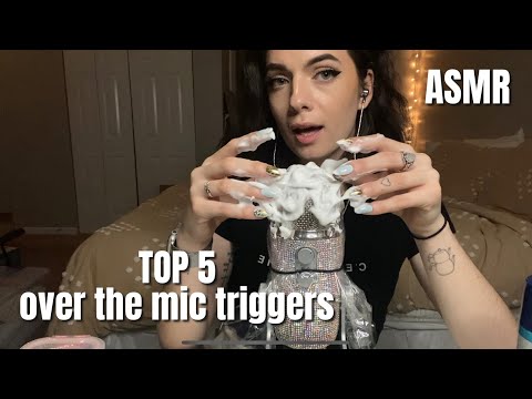 ASMR | top 5 over the mic triggers, shaving cream, slime & plastic wrap sounds, TINGLY | ASMRbyJ